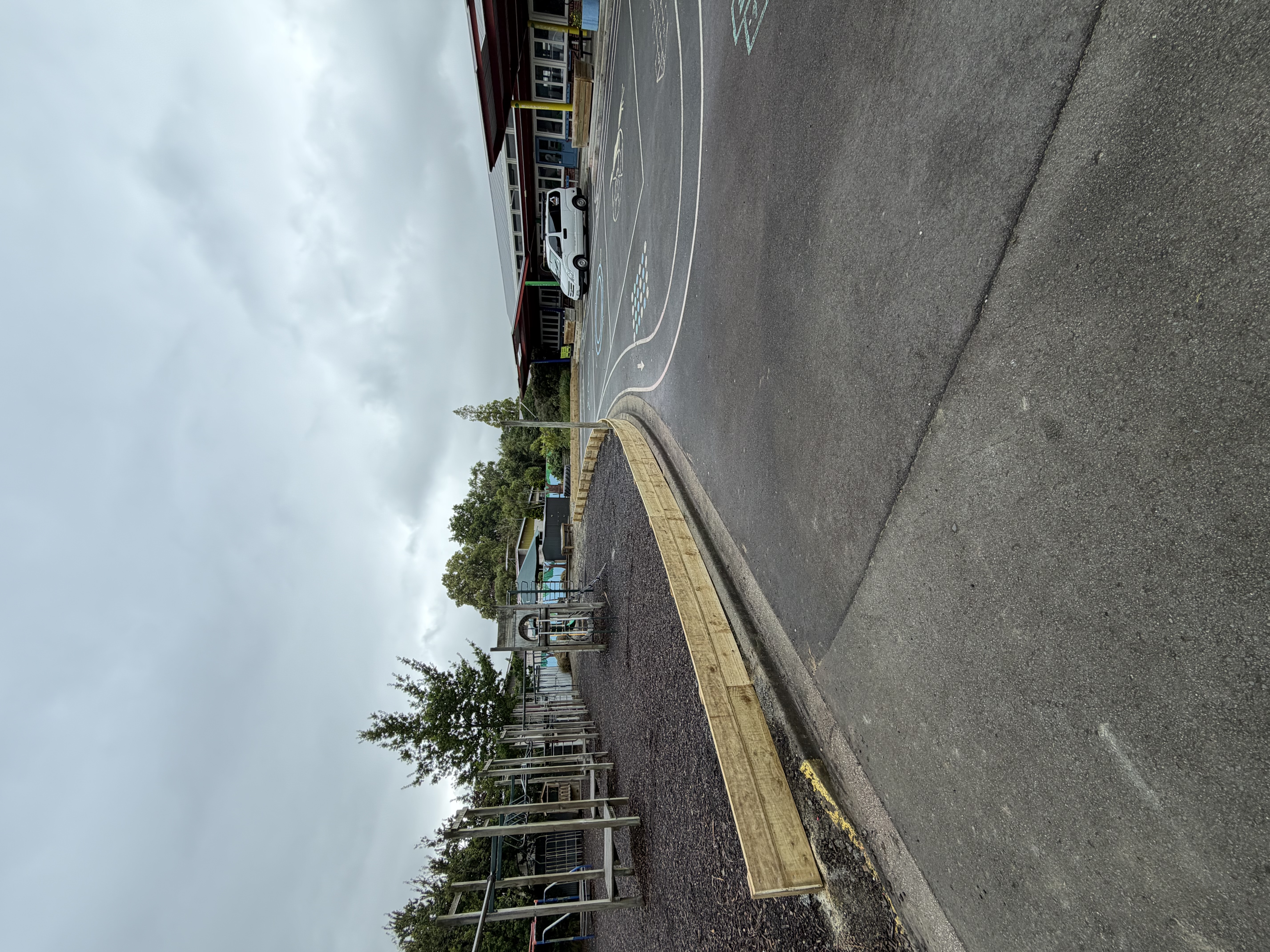 School street frontage with new fencing by Toomey Building, Dunedin