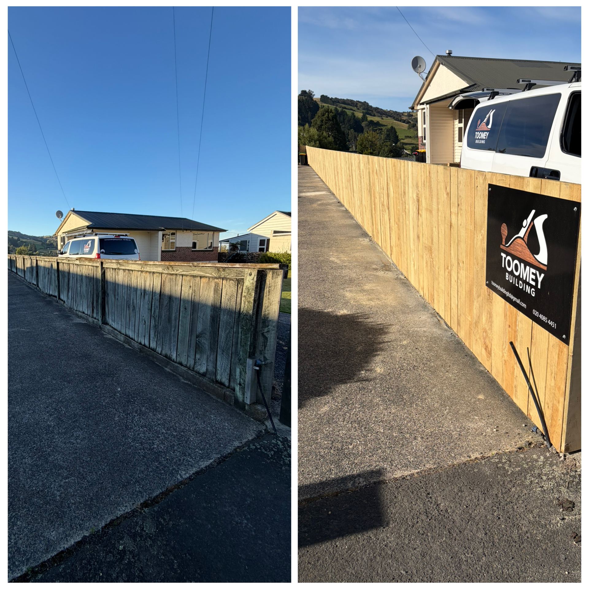 New timber fence replacement by Toomey Building, Dunedin